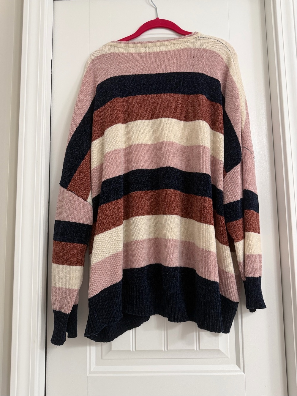 Striped Crewneck Sweater in Pink, Navy, Cream & Rust - Picture 2 of 3